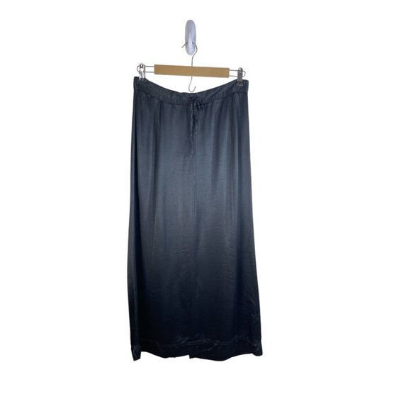 Esprit Black Satin Midi Skirt With Drawstring Y2K Goth Size M - Picture 1 of 10